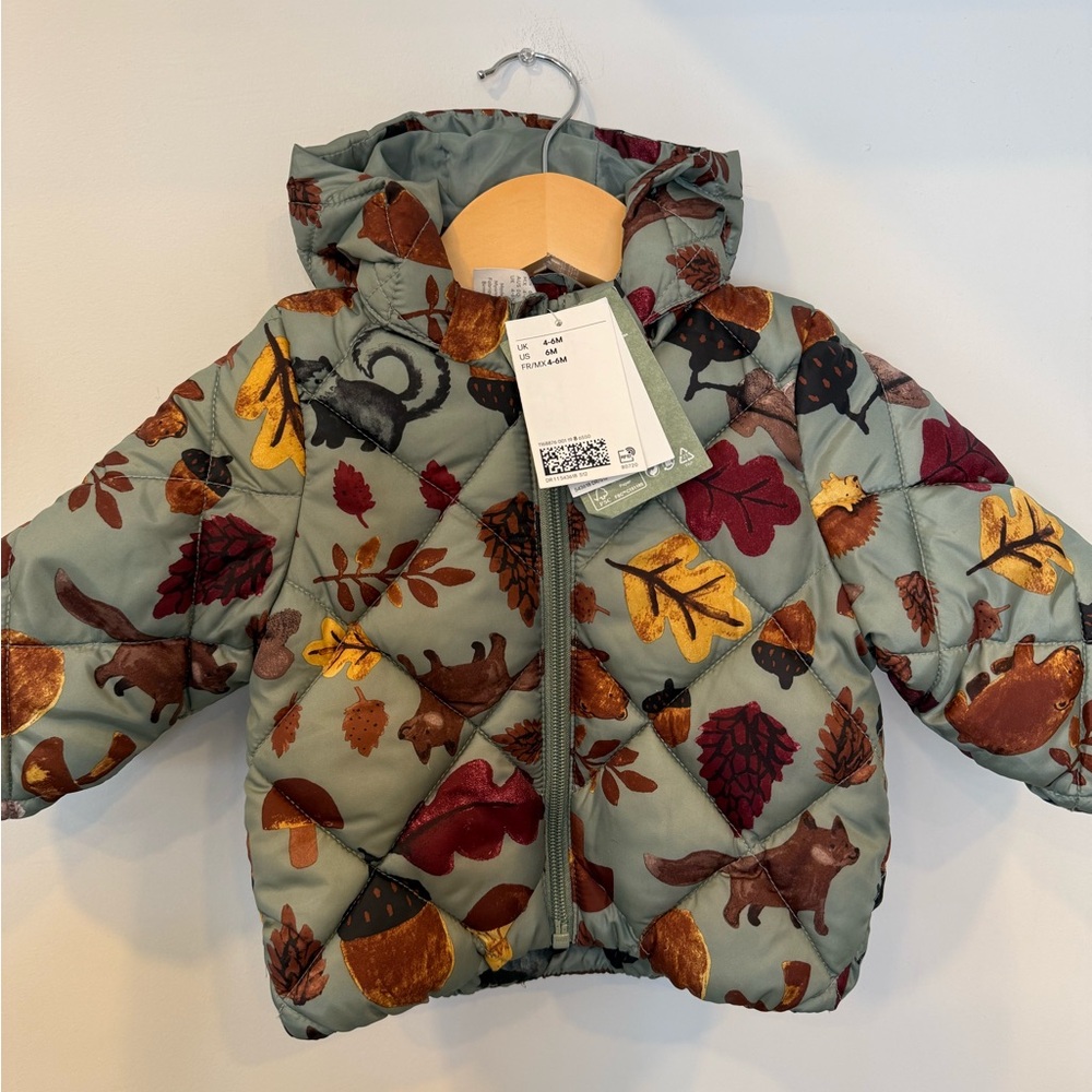 Puffer jacket, rain coat for babies 4-6 months